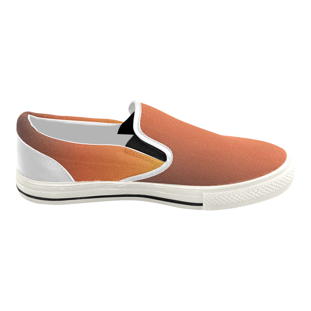 Women's Orange Solids Print Canvas Slip-on Shoes