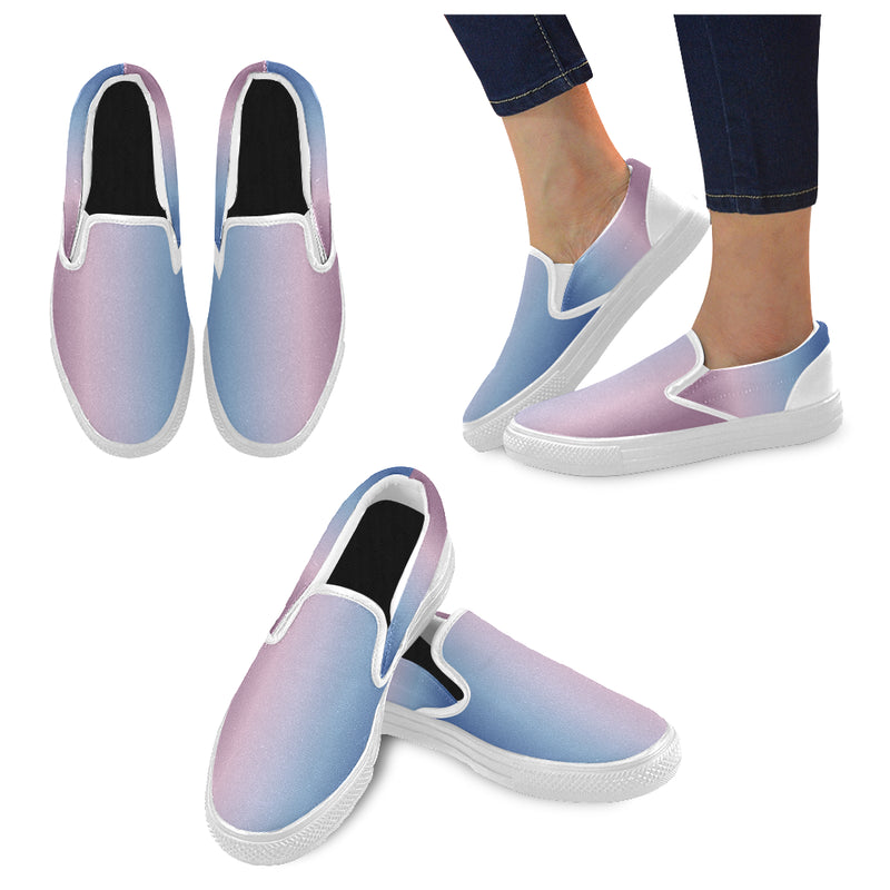 Women's Big Size Purple Blue Solids Print Slip-on Canvas Shoes