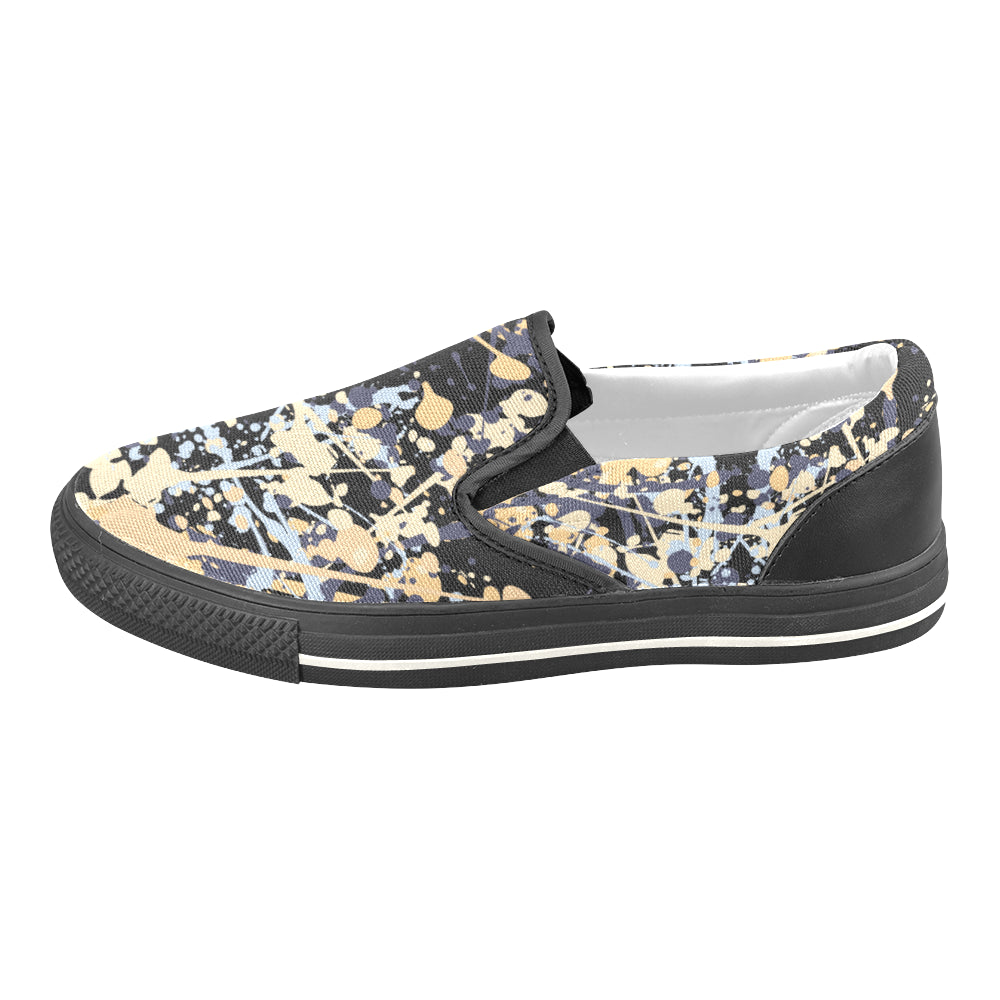 Men's Paint Splatter Dark Print Canvas Slip-on Shoes
