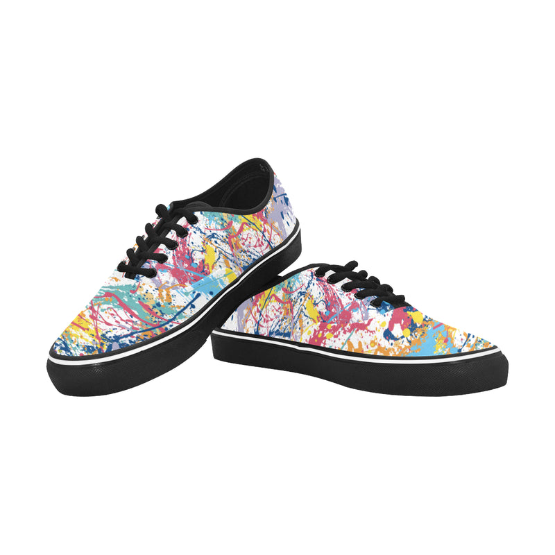 Men's Multicolored Paint Splatter Print Canvas Low Top Shoes