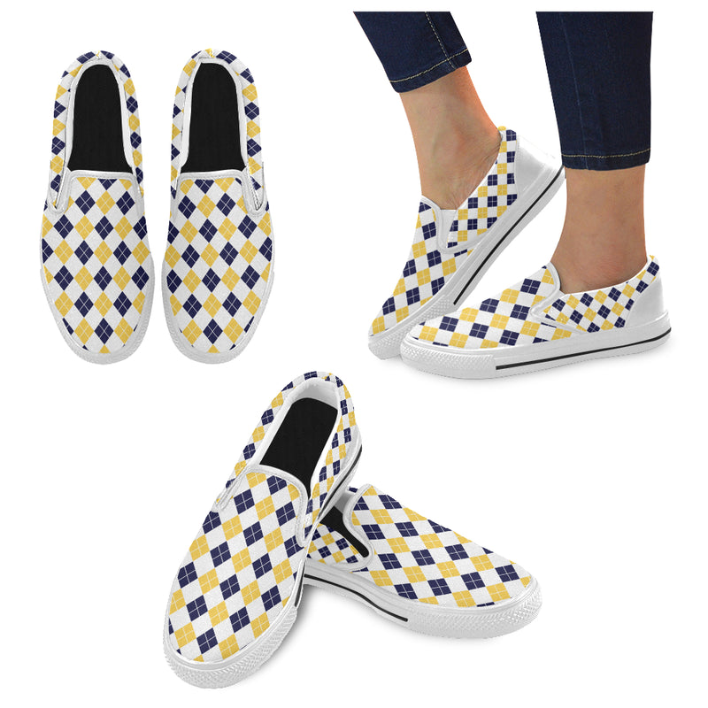 Women's Diagonal Checks Print Slip-on Canvas Shoes