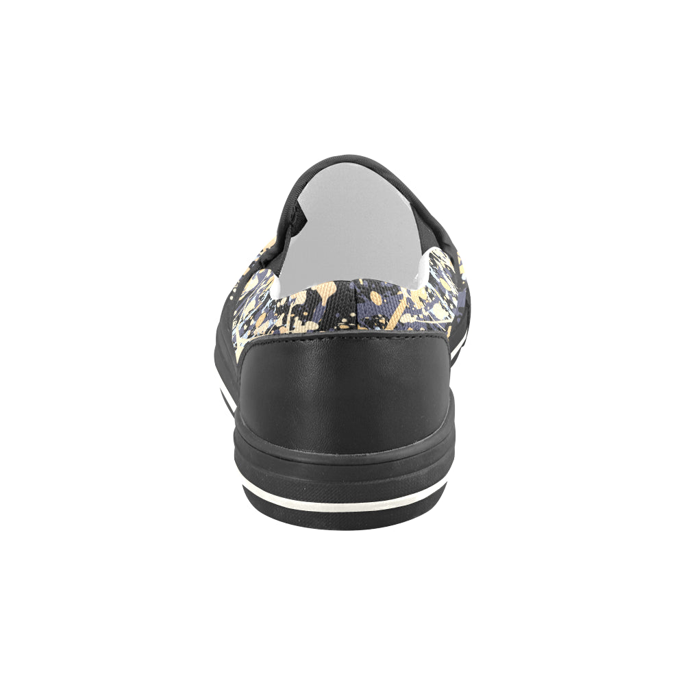 Men's Paint Splatter Dark Print Canvas Slip-on Shoes