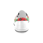 Men's Pop Red Floral Print Canvas Slip-on Shoes