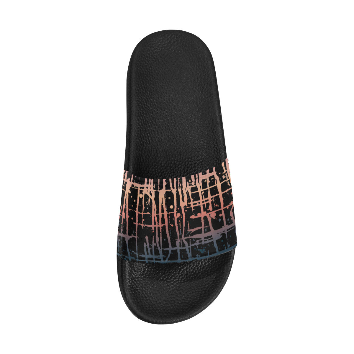 Men's Dark Criss Cross Paint Splatter Print Sliders Sandal