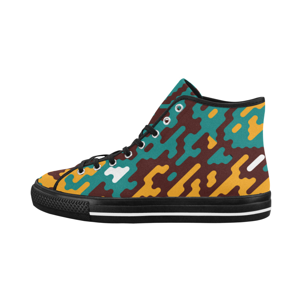 Women's Camouflage Flames Print Canvas High Top Shoes