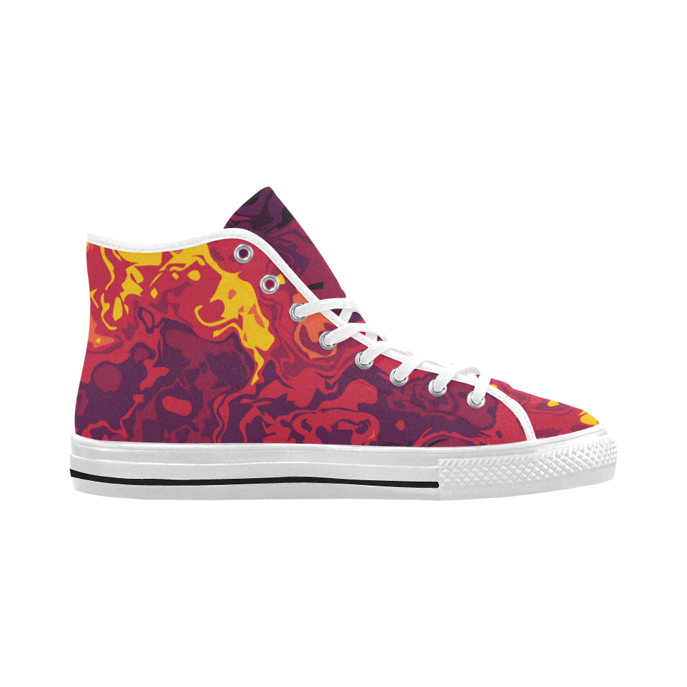 Men's Fiery Camouflage Print High Top Canvas Shoes