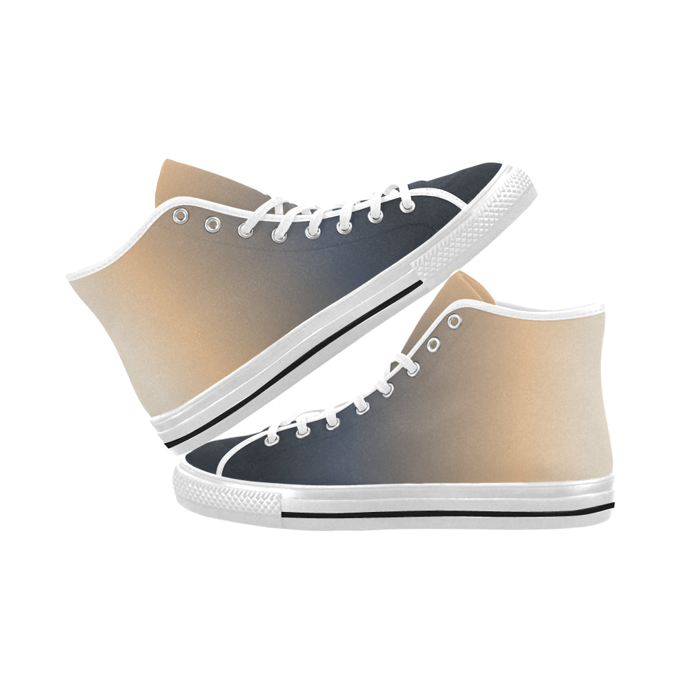 Men's Blue-Peach Solids Print High Top Canvas Shoes