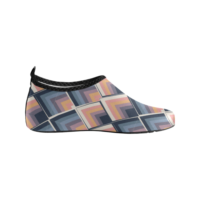 Kid's Blue-Pink Scales Geometrical Print Barefoot Shoes