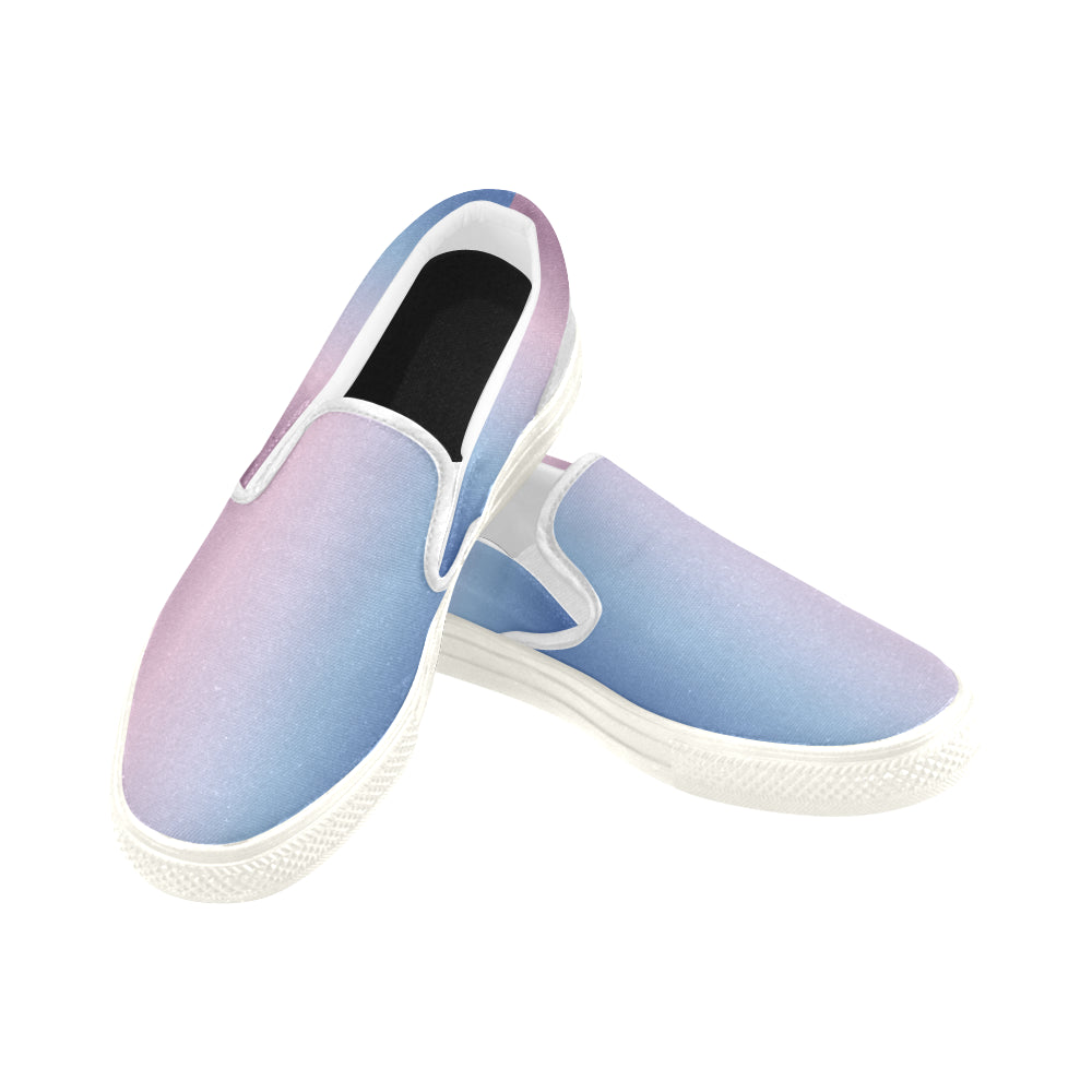 Women's Blue-Purple Gradient Print Slip-on Canvas Shoes
