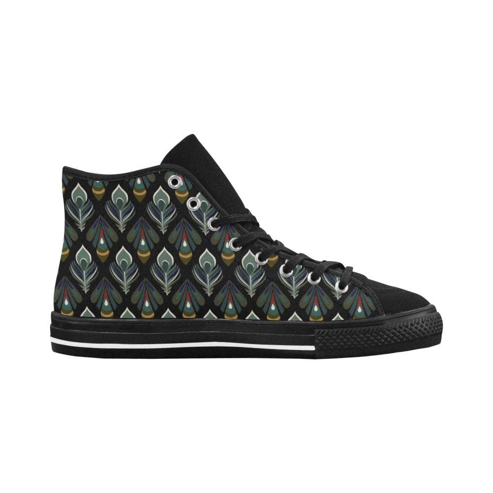 Women's Peacock Print High Top Canvas Shoes