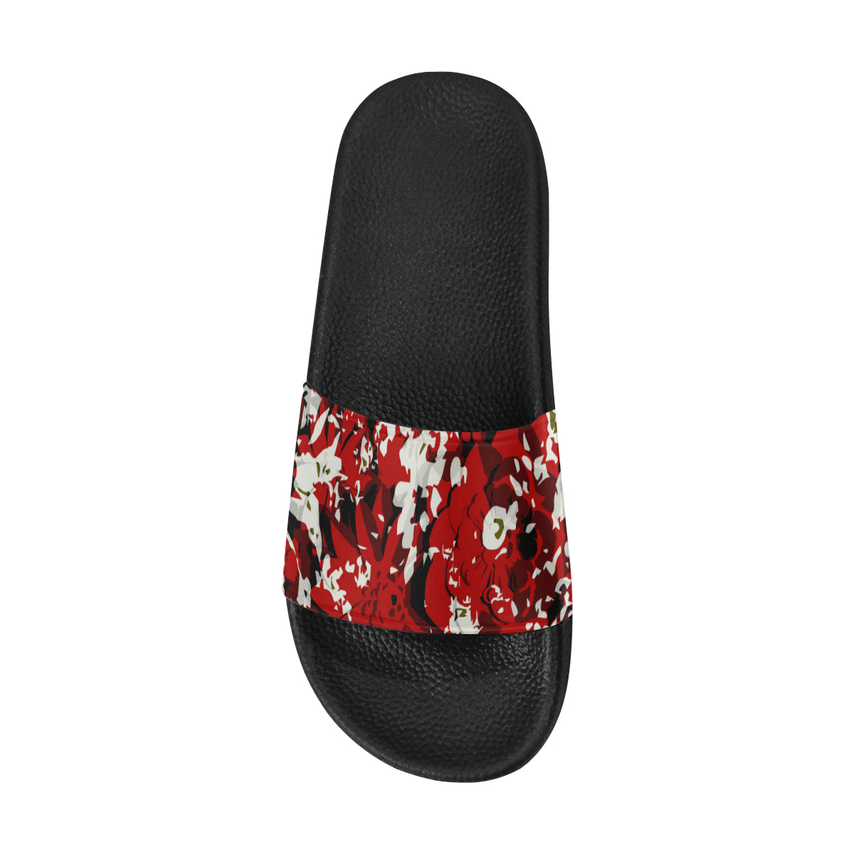 Men's Cherry Red Floral Print Canvas Sliders Sandal
