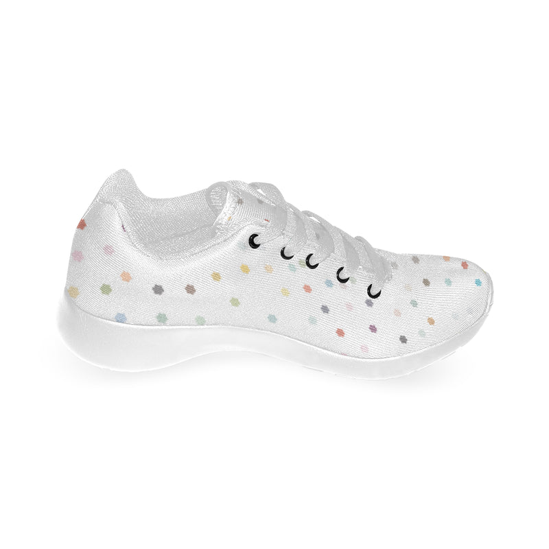 Kid's Rainbow Stars White Polka Print Canvas Sneakers