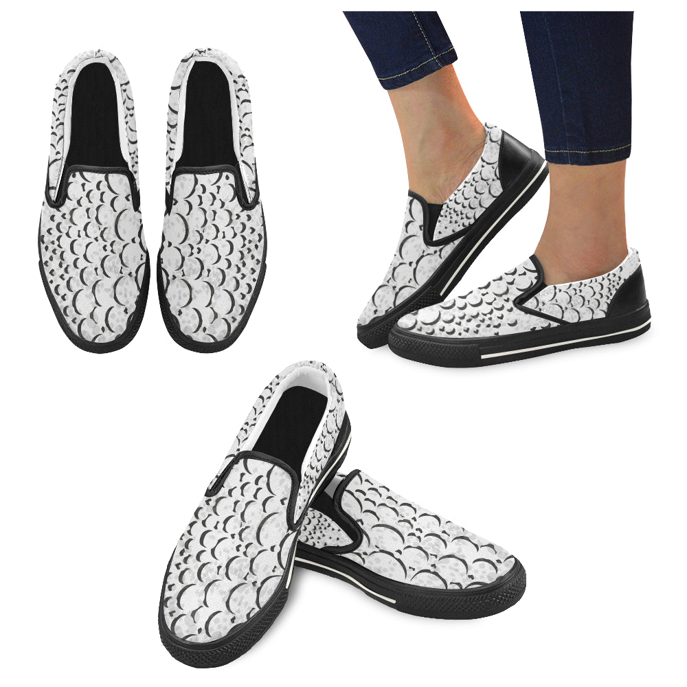 Women's Polka Bubbles Print Canvas Slip-on Shoes
