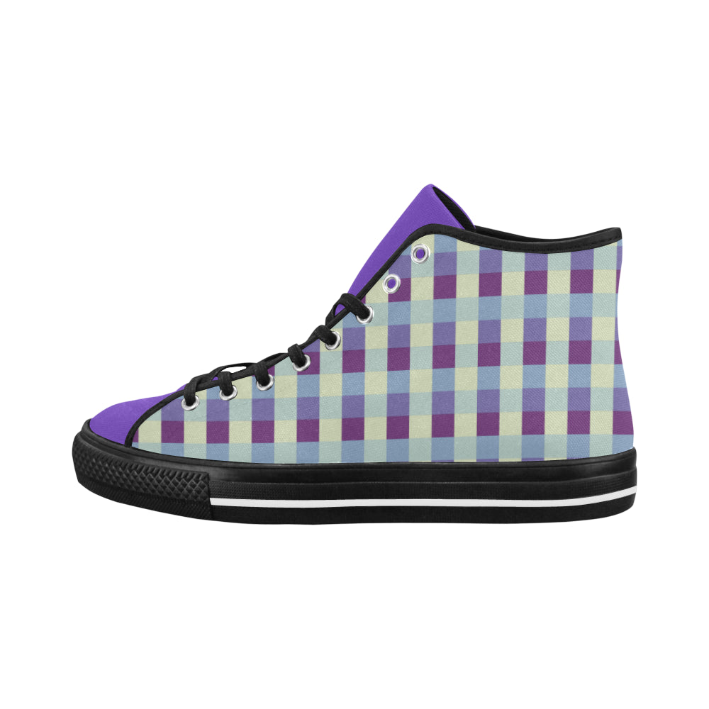 Men's Checker Print High Top Canvas Shoes