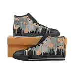 Men's Grey Graffiti Paint Splatter Print Canvas High Top Shoes