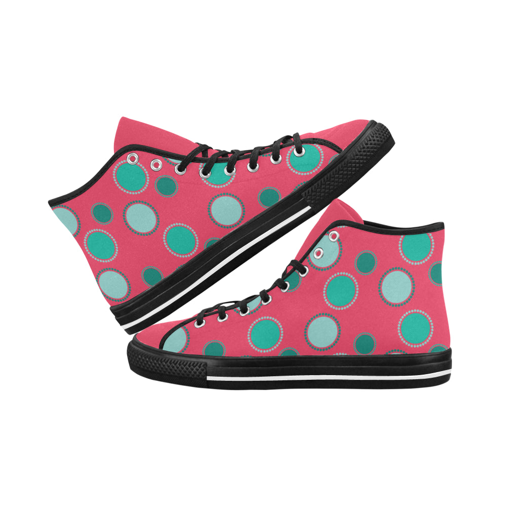 Women's Polka Dots Print Canvas High Top Shoes