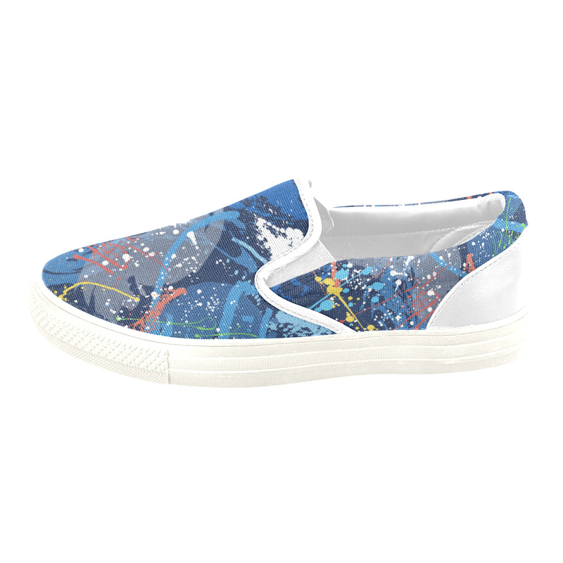Men's Aquatic Paint Splatter Print Canvas Slip-on Shoes