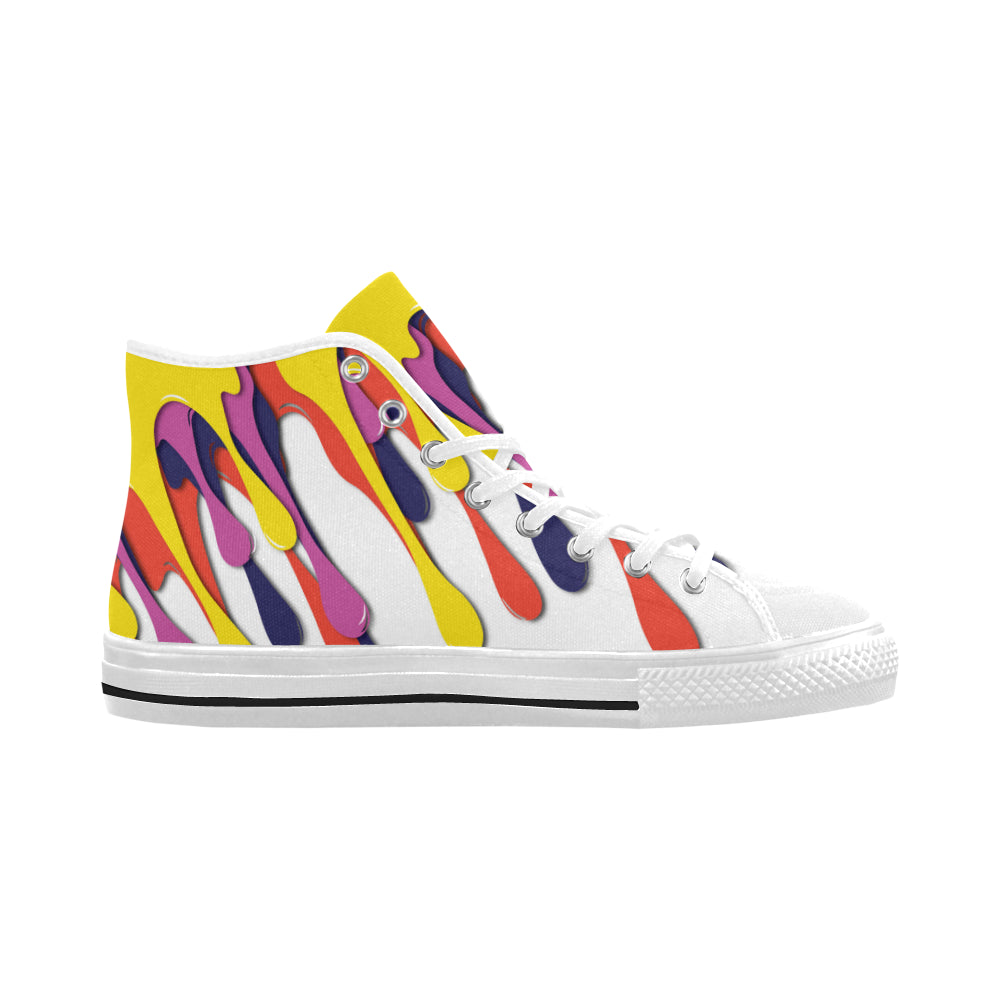 Men's Paint Splatter Print High Top Canvas Shoes