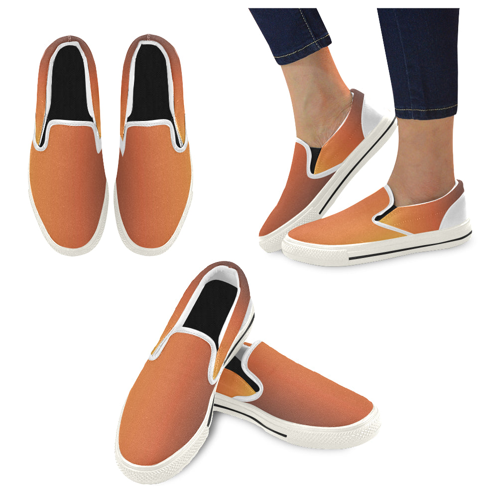 Women's Orange Solids Print Canvas Slip-on Shoes