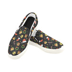 Men's Christmas Elements Print Big Size Canvas Slip On Shoes (White)