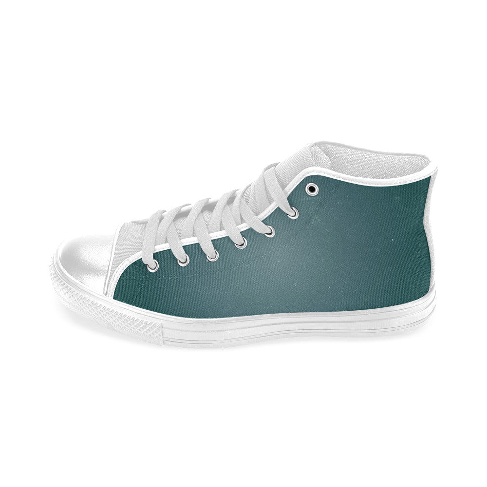 Men's Teal Solids Print Canvas High Top Shoes
