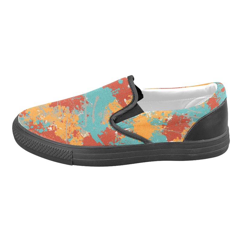 Men's Acrylic Paint Splatter Print Canvas Slip-on Shoes