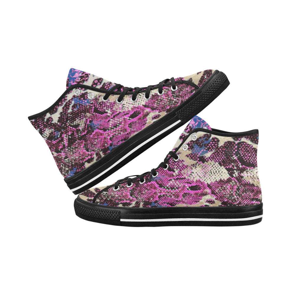 Women's Snake Skin Print Canvas High Top Shoes