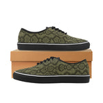 Women's Big Size Olive Snake Print Low Top Canvas Shoes