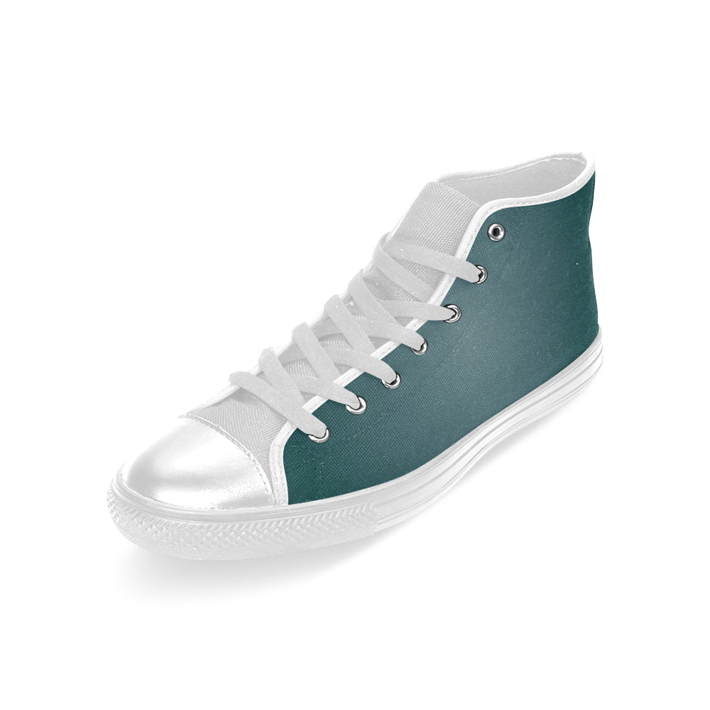 Men's Teal Solids Print Canvas High Top Shoes