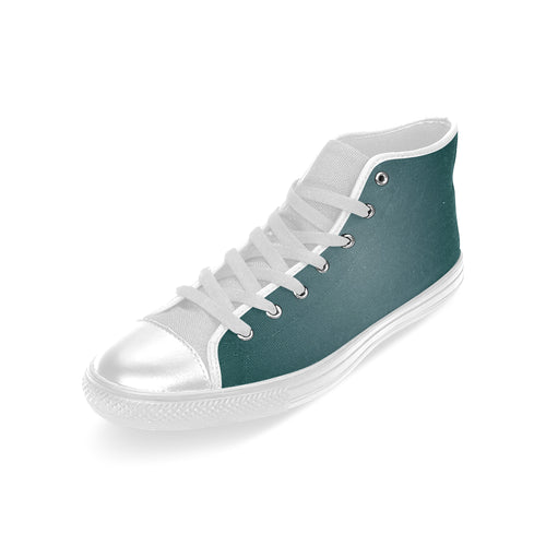 Men's Teal Solids Print Canvas High Top Shoes