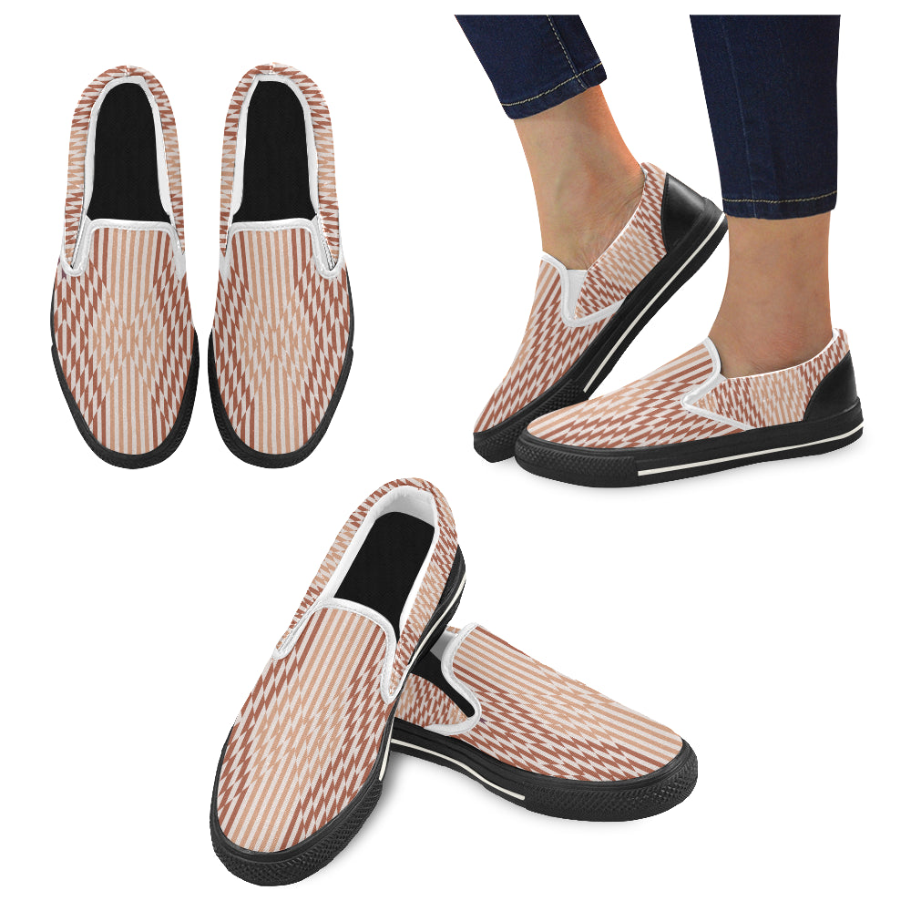 Women's Checkers Print Canvas Slip-on Shoes