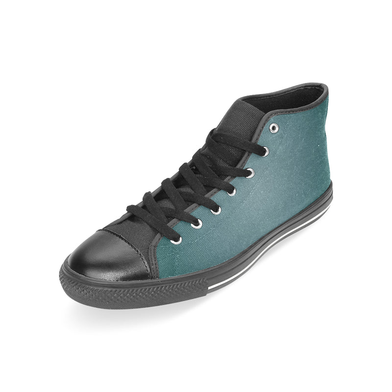Women's Teal Solids Print Canvas High Top Shoes