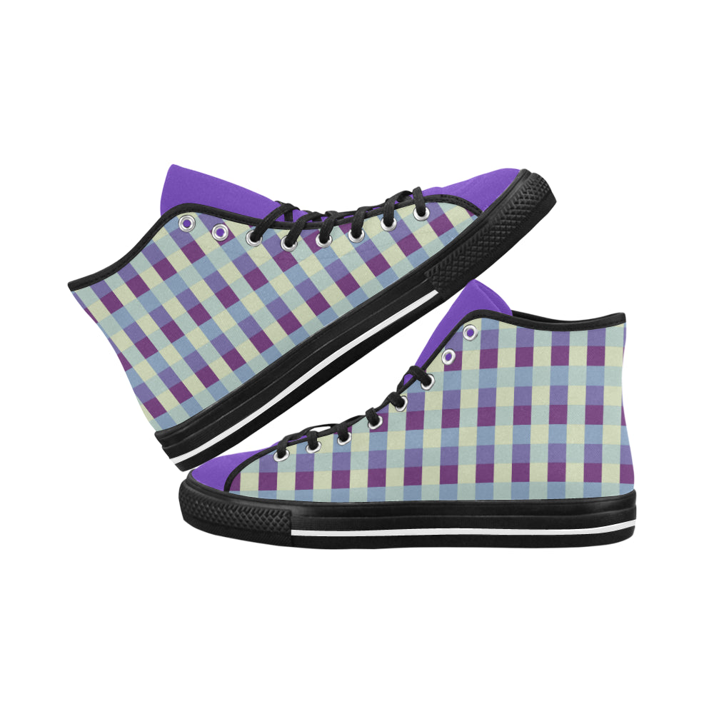 Men's Checker Print High Top Canvas Shoes