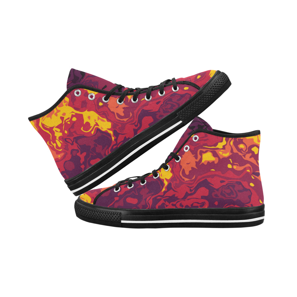 Women's Fiery Camouflage Print Canvas High Top Shoes