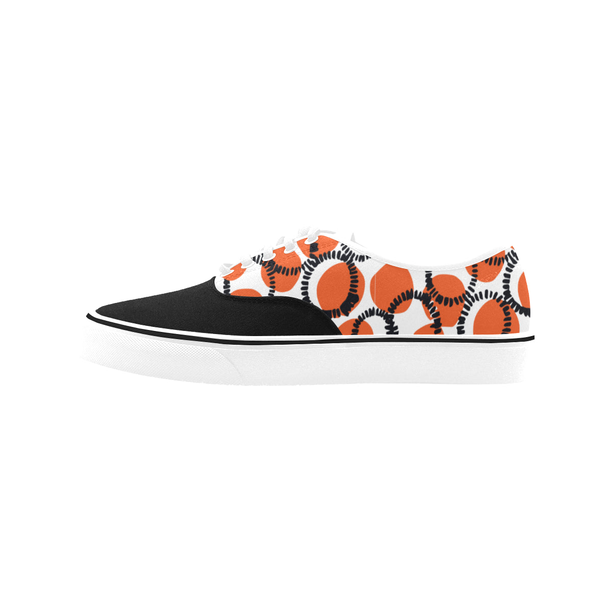 Men's Orange Polka Print Canvas Low Top Shoes