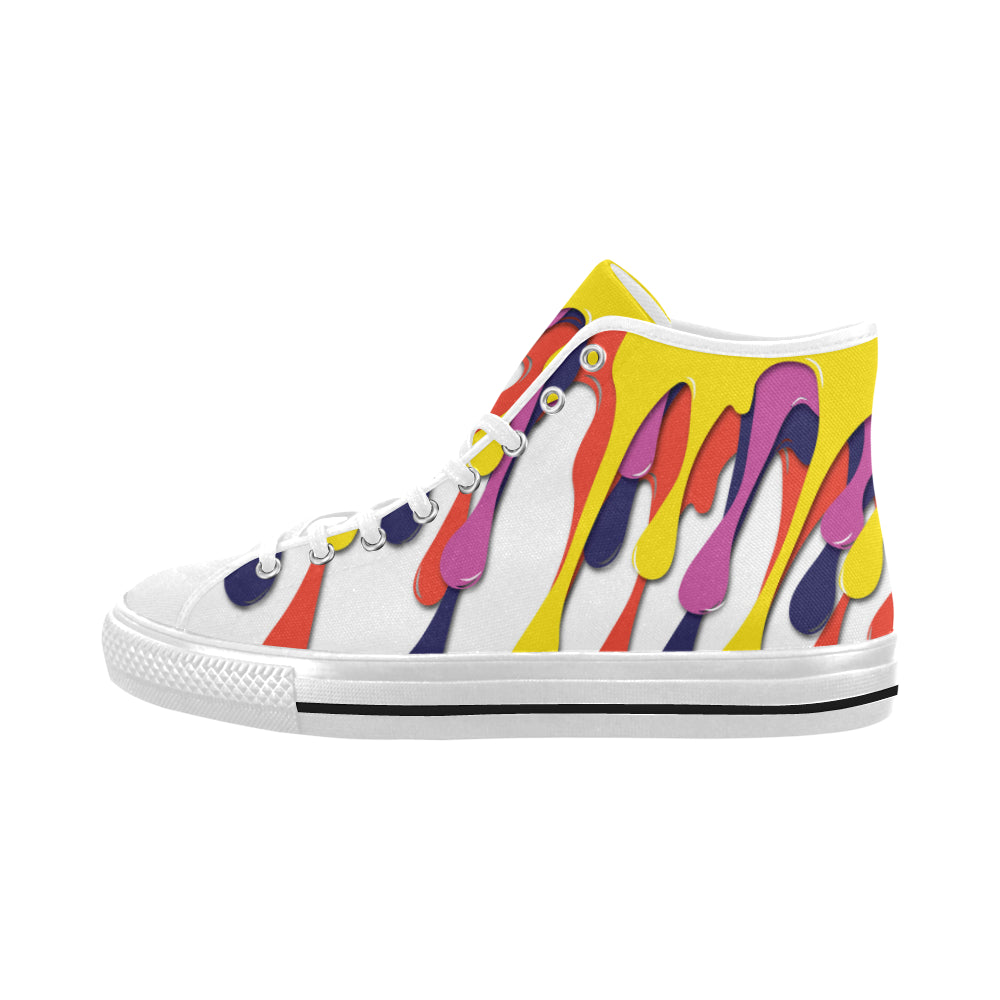Men's Paint Splatter Print High Top Canvas Shoes