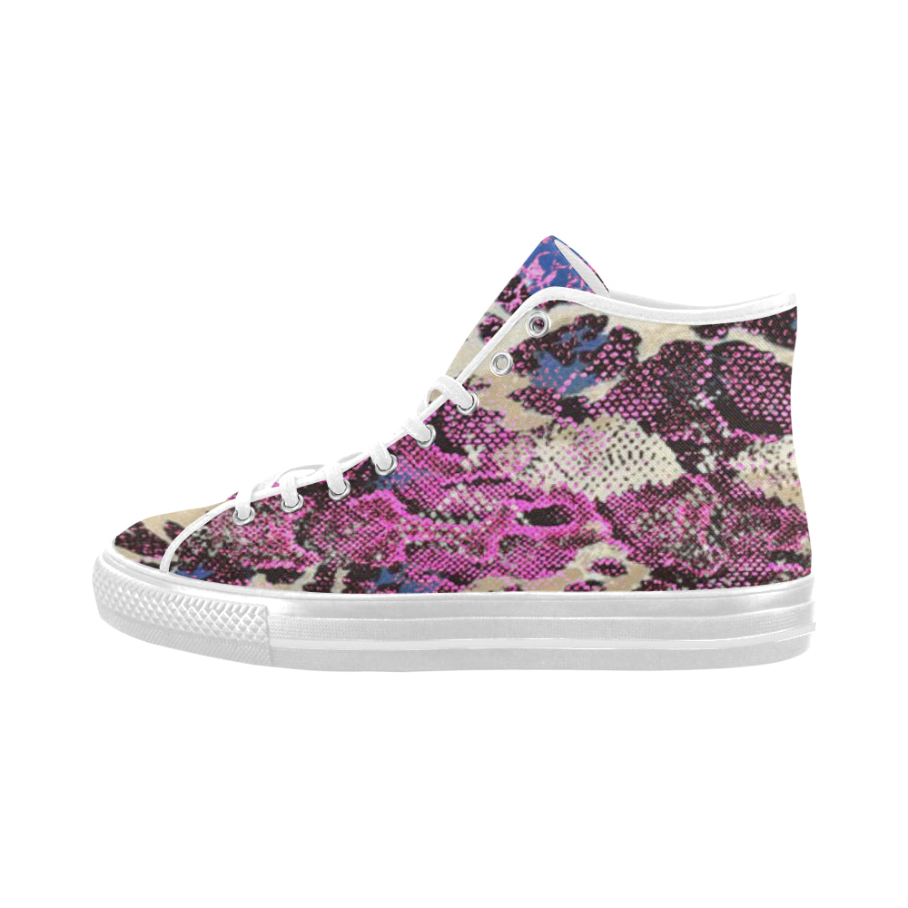Women's Snake Skin Print Canvas High Top Shoes