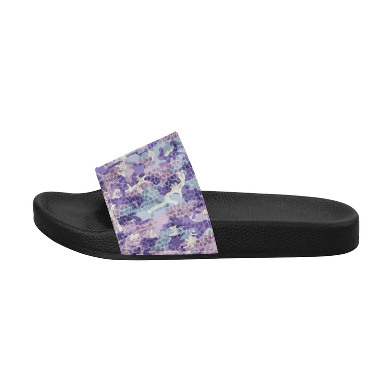 Men's Purple Camouflage Print Canvas Sliders Sandal
