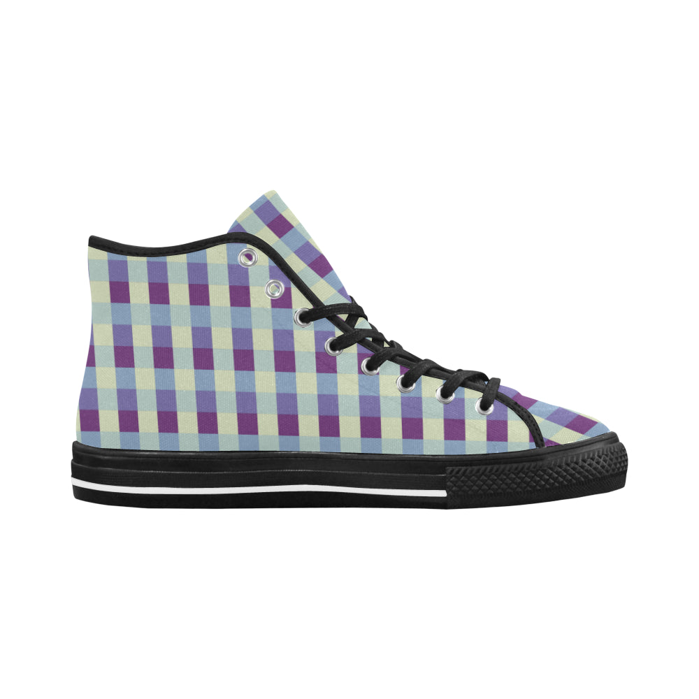 Women's Checkers Print Canvas High Top Shoes