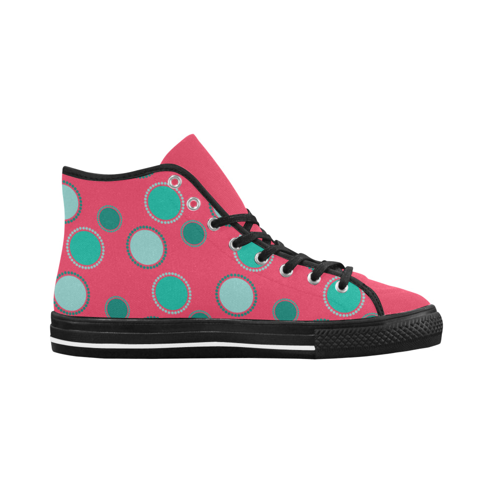 Women's Polka Dots Print Canvas High Top Shoes