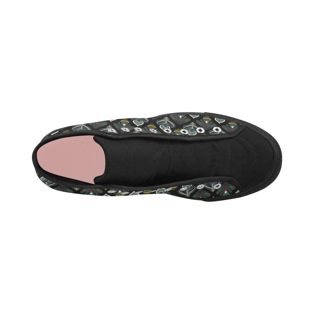 Women's Peacock Print High Top Canvas Shoes