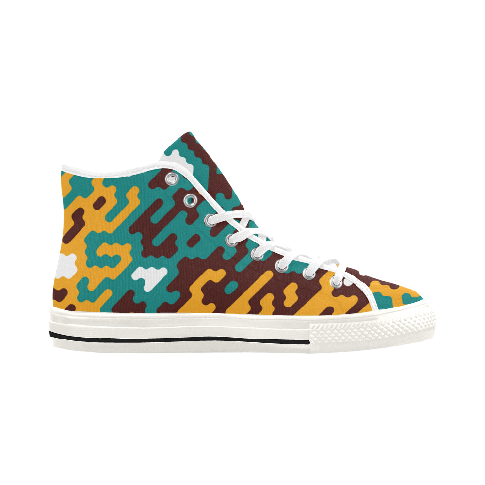 Women's Camouflage Flames Print Canvas High Top Shoes