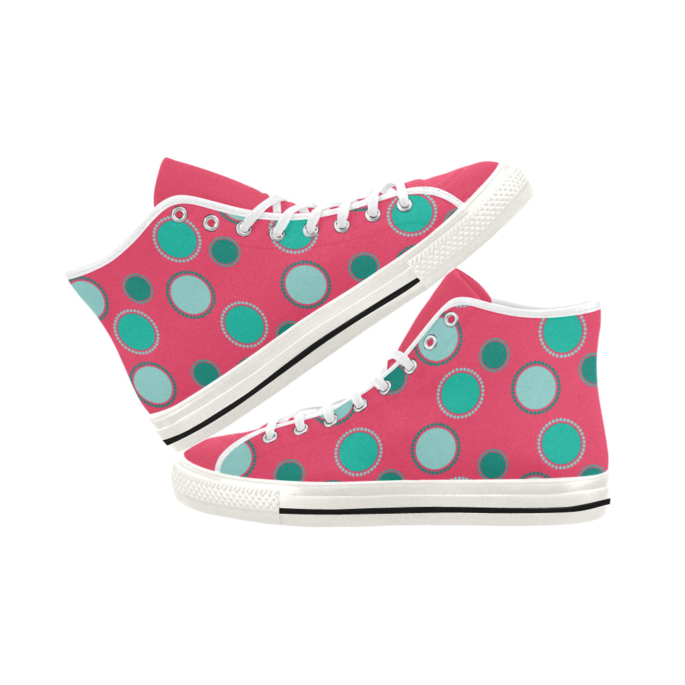 Women's Polka Dots Print Canvas High Top Shoes