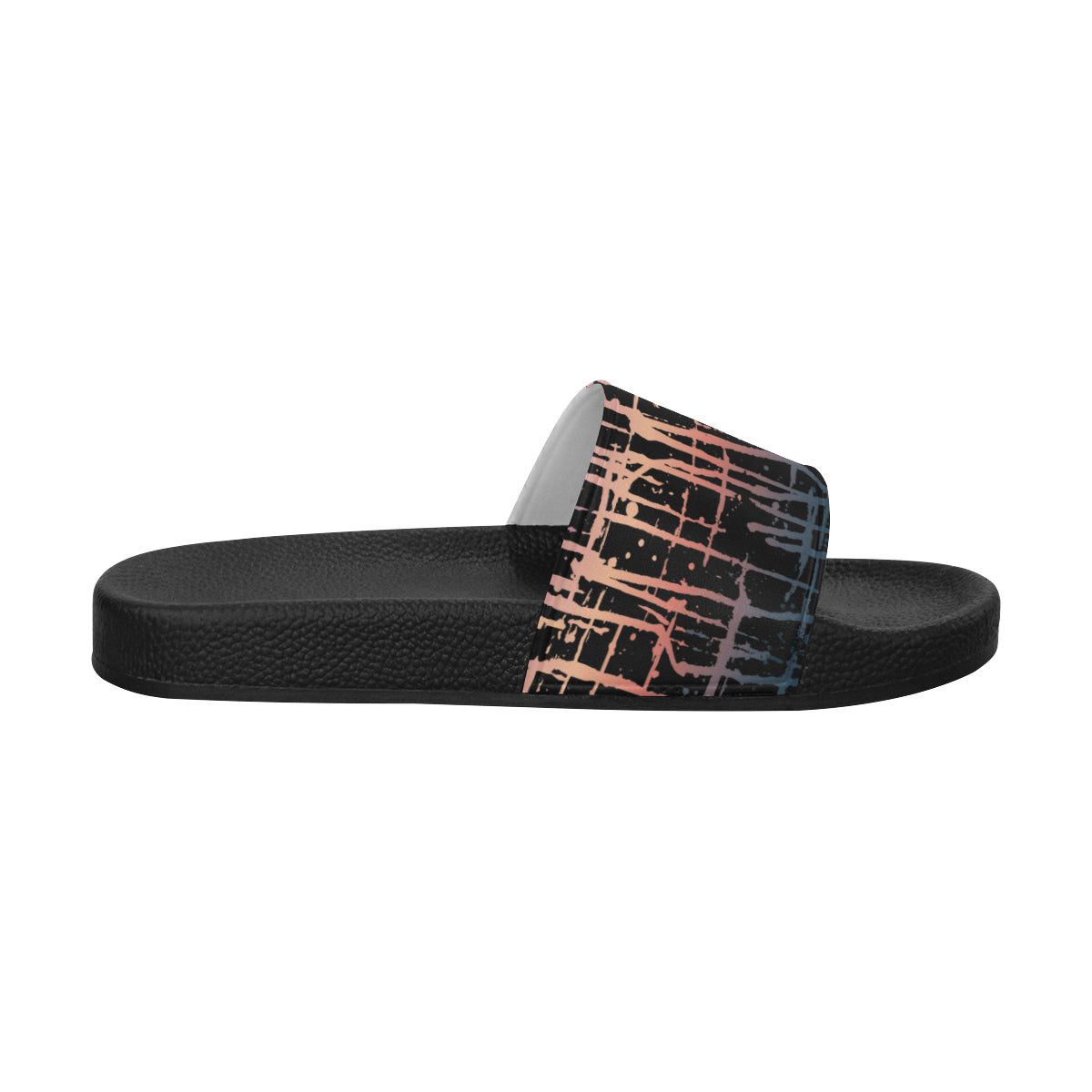 Men's Dark Criss Cross Paint Splatter Print Sliders Sandal