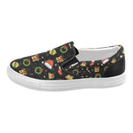 Women's Christmas Elements Print Canvas Slip On Shoes (White)