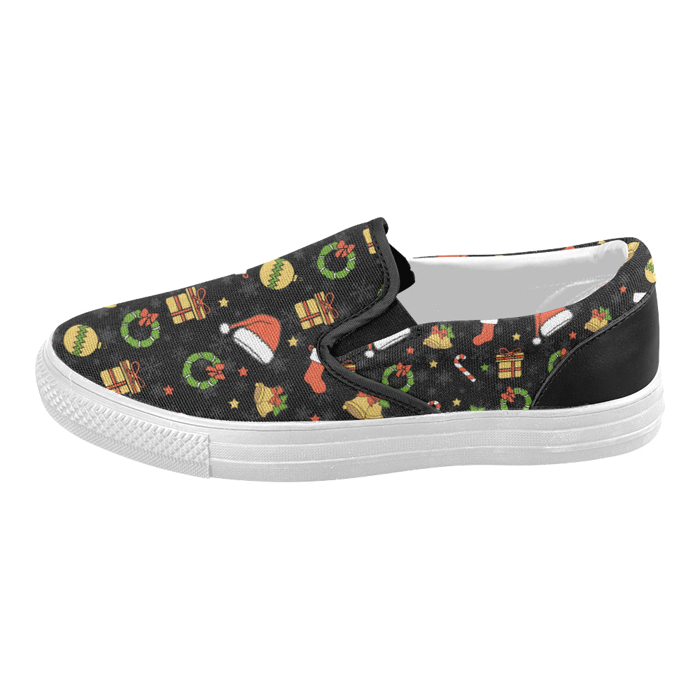 Women's Christmas Elements Print Canvas Slip On Shoes