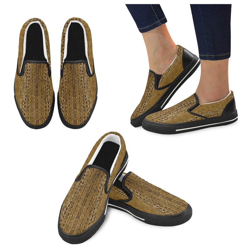 Women's Crocodile Print Slip-on Canvas Shoes