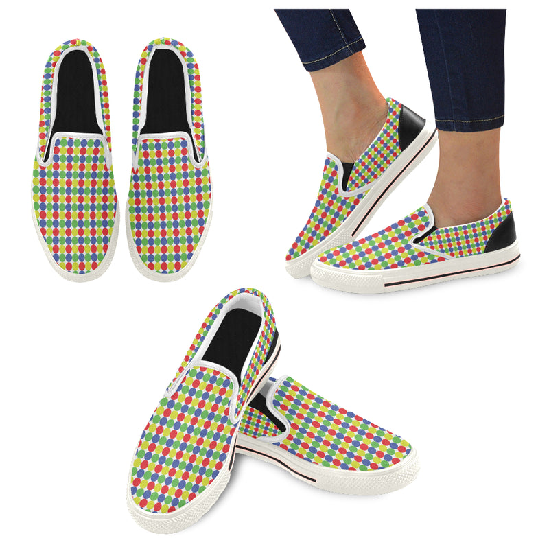 Women's Polka Dots Print Slip-on Canvas Shoes