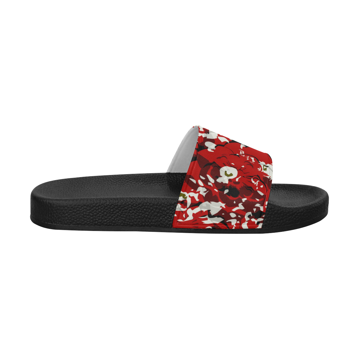 Men's Cherry Red Floral Print Canvas Sliders Sandal