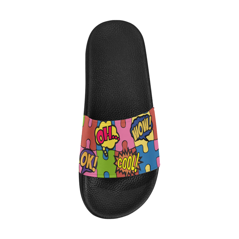 Women's Comic Bubbles Pop Art Print Sliders